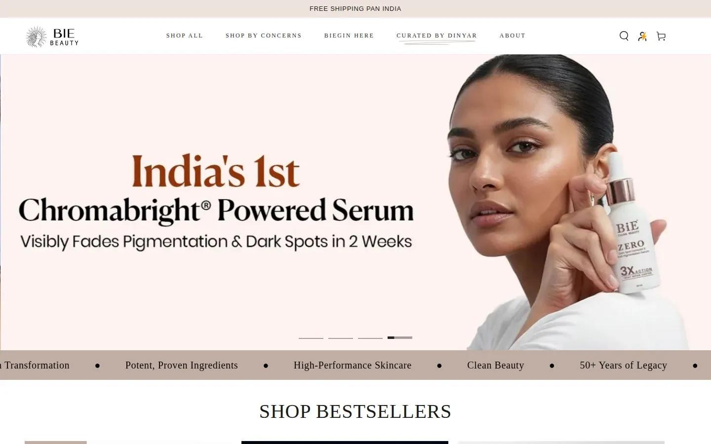 BiE Clean Beauty — homepage