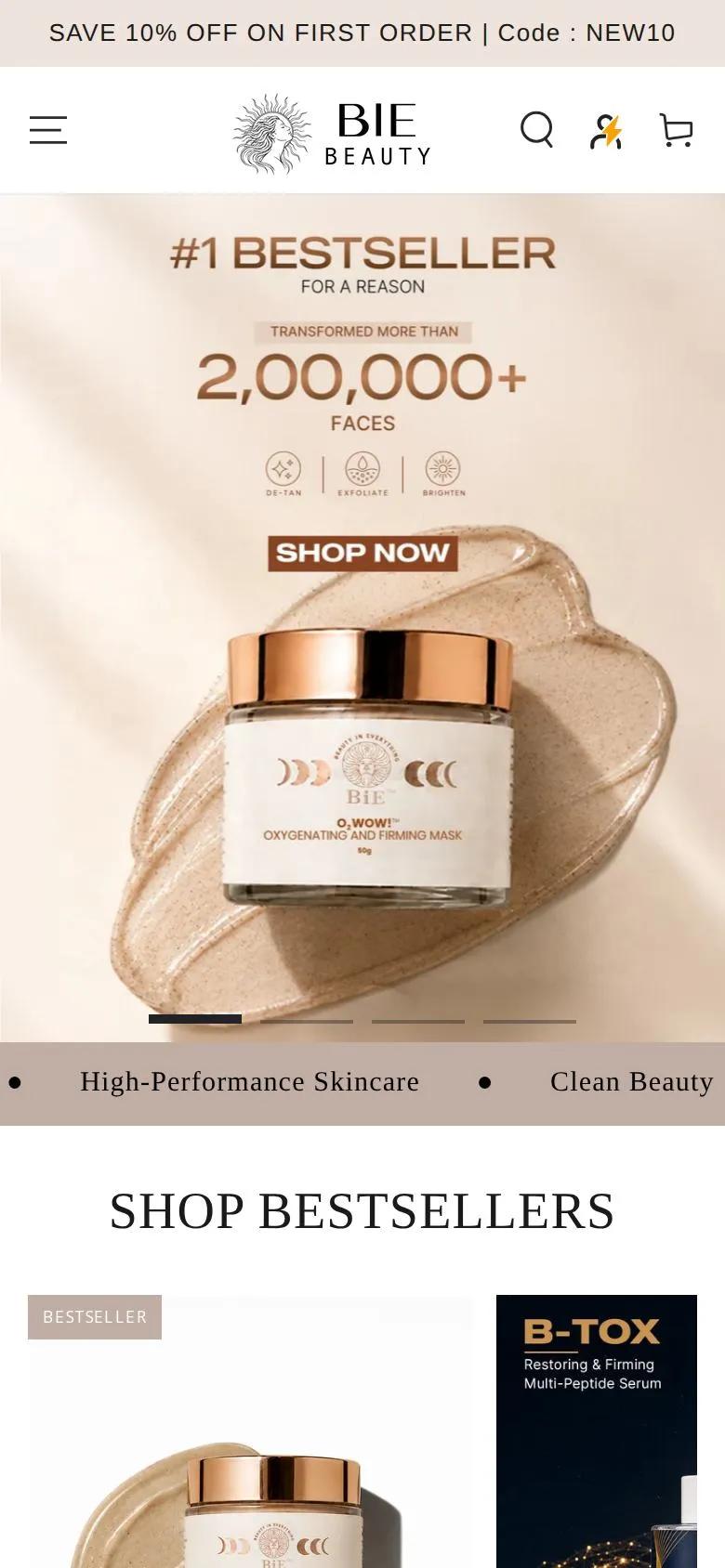 BiE Clean Beauty — mobile view