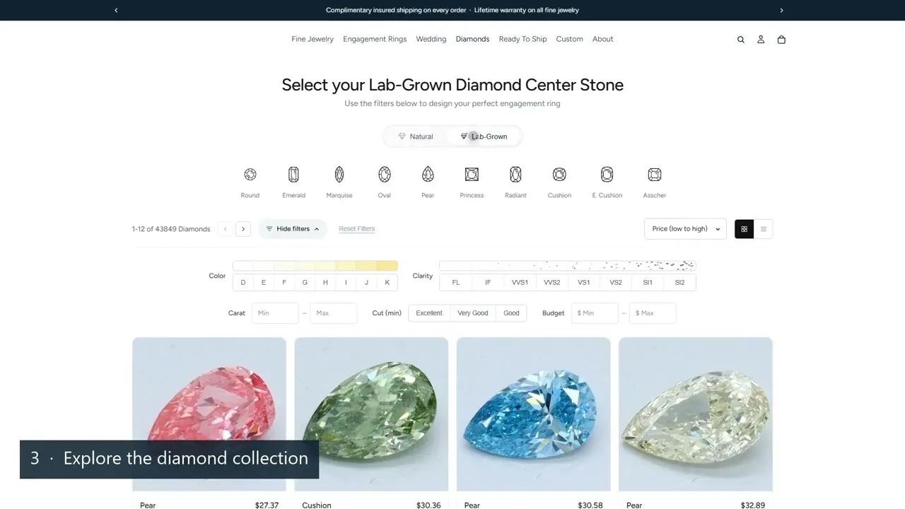Step 2 — search live diamond inventory