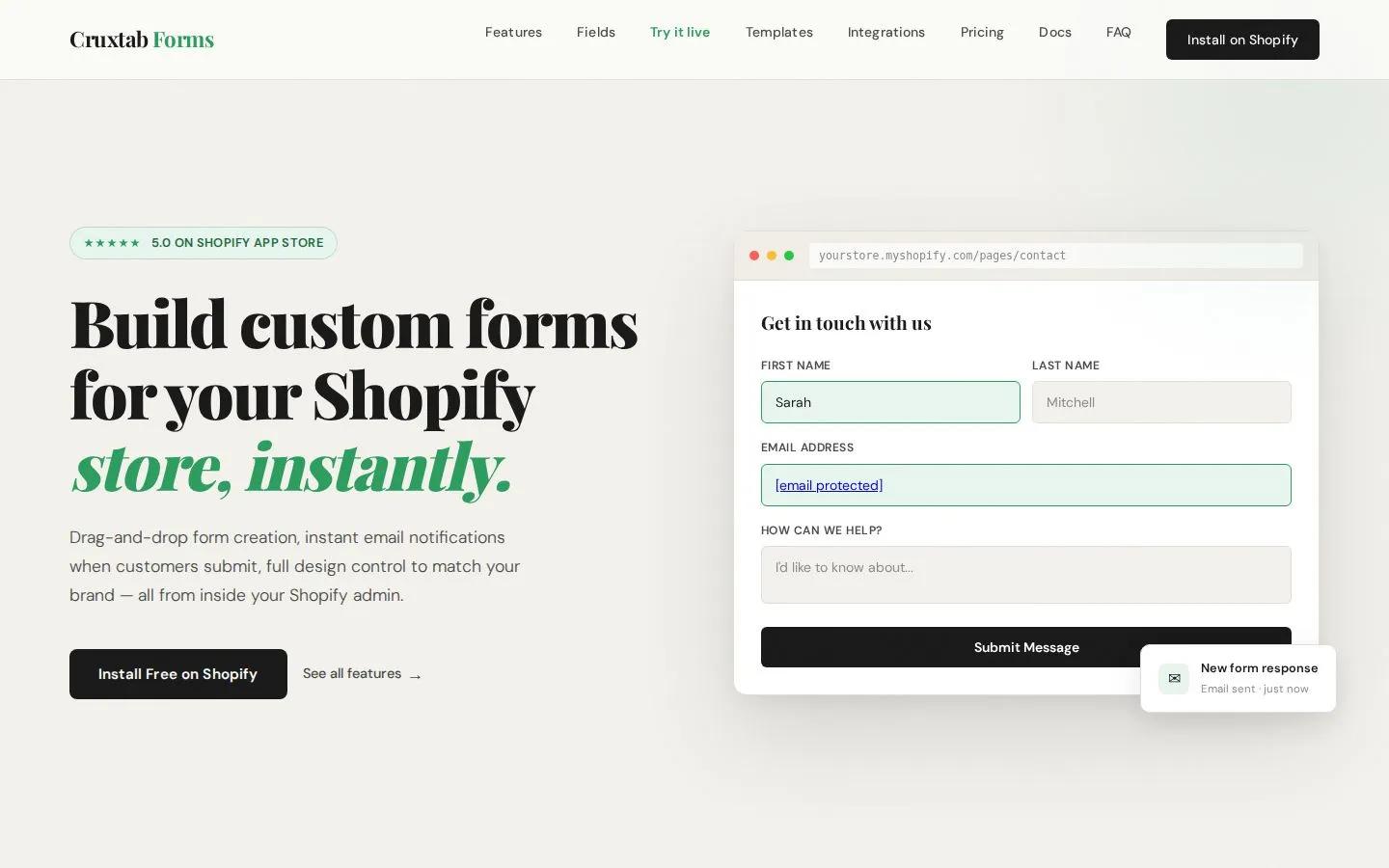 Cruxtab Forms — homepage