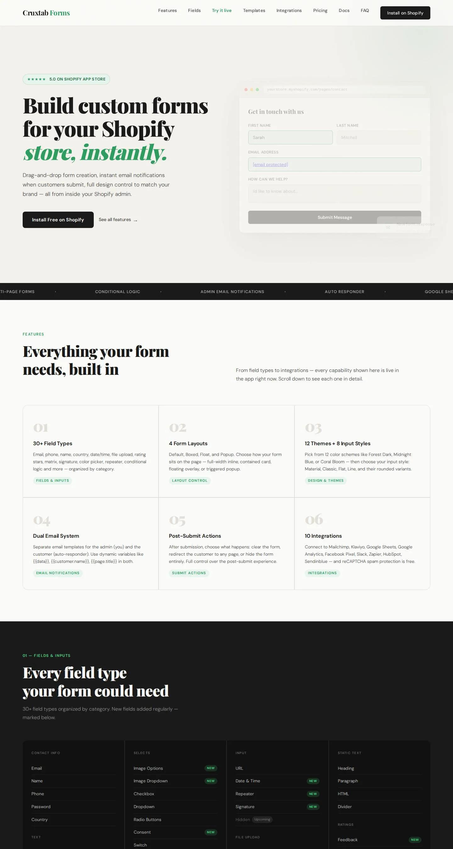 Cruxtab Forms — full page